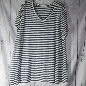 Lucky Brand Striped V-Neck Women's Short Sleeve Top